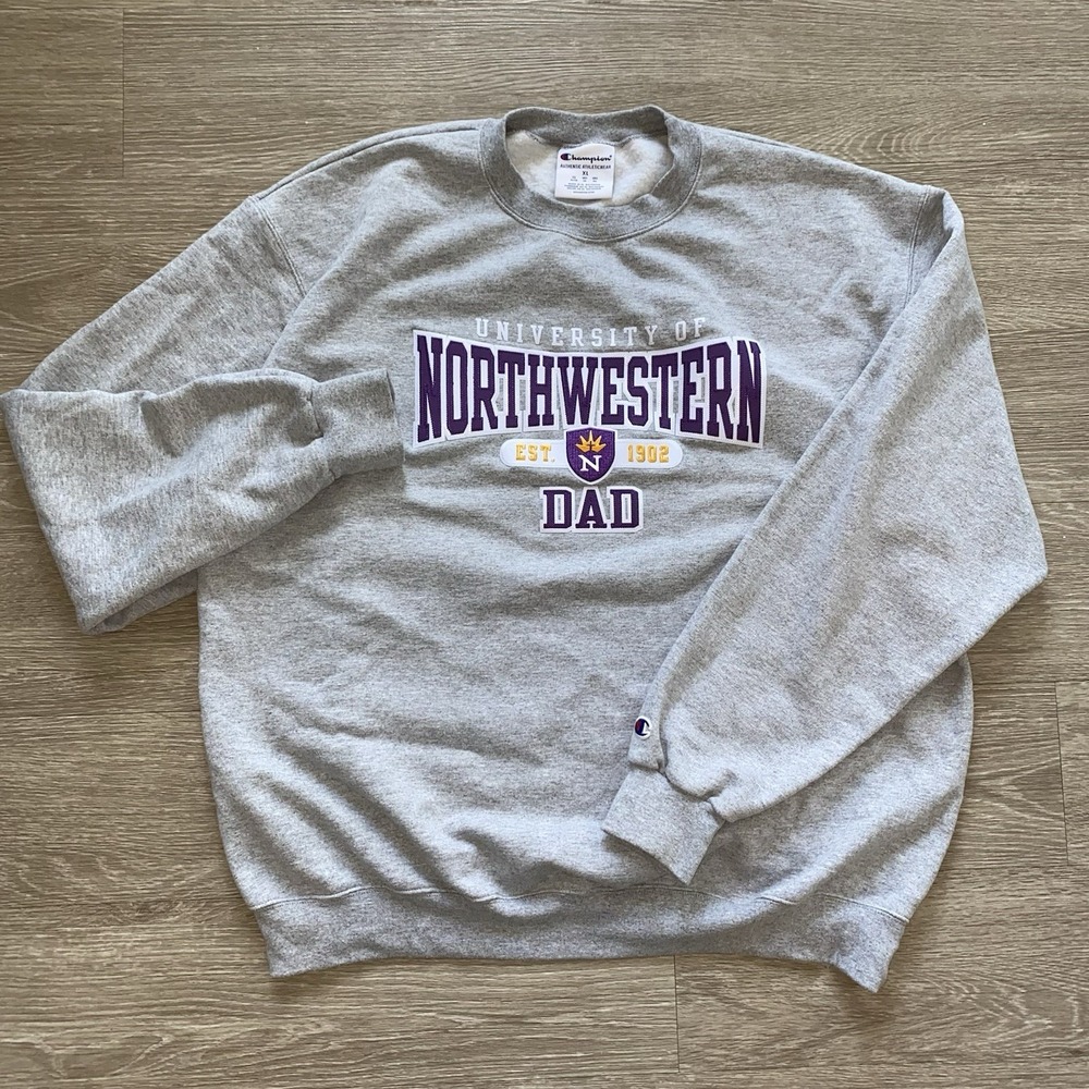 University Of Northwestern Champion Dad Sweatshirt Men's XL Gray College
